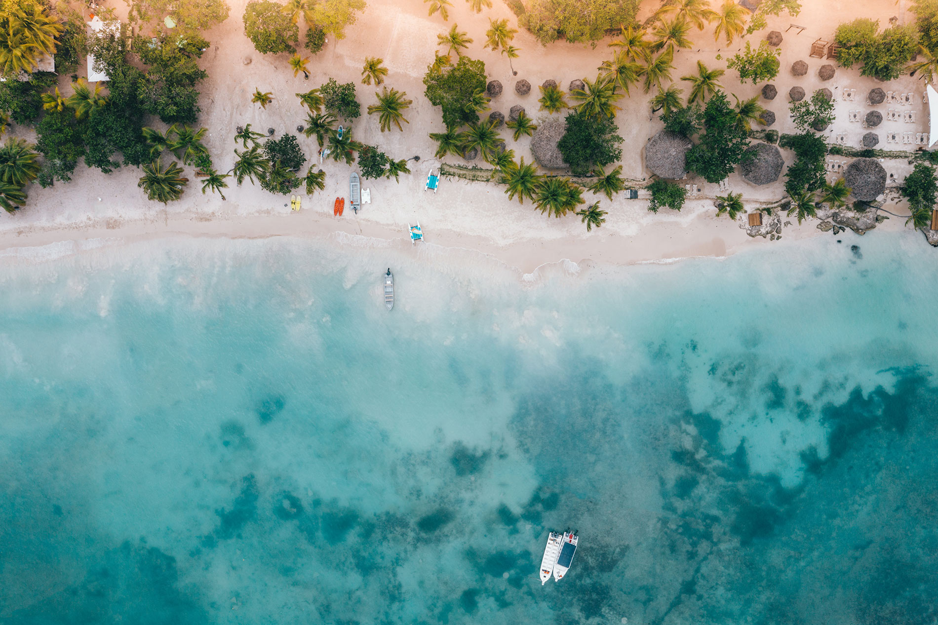 Dreams LA Romana beach aerial view.