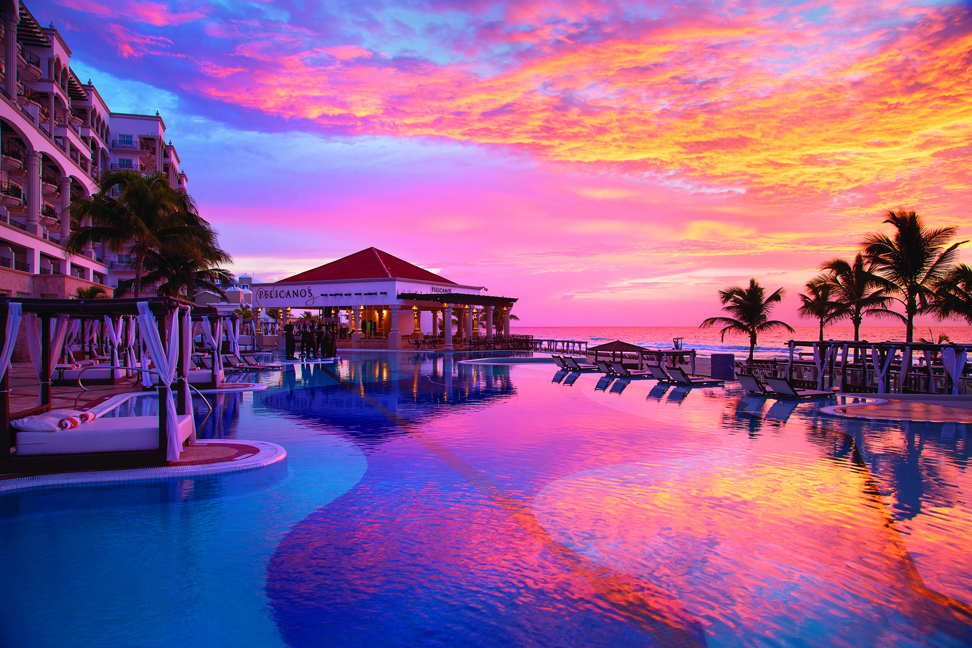 hyatt zilara cancun main pool sunset2