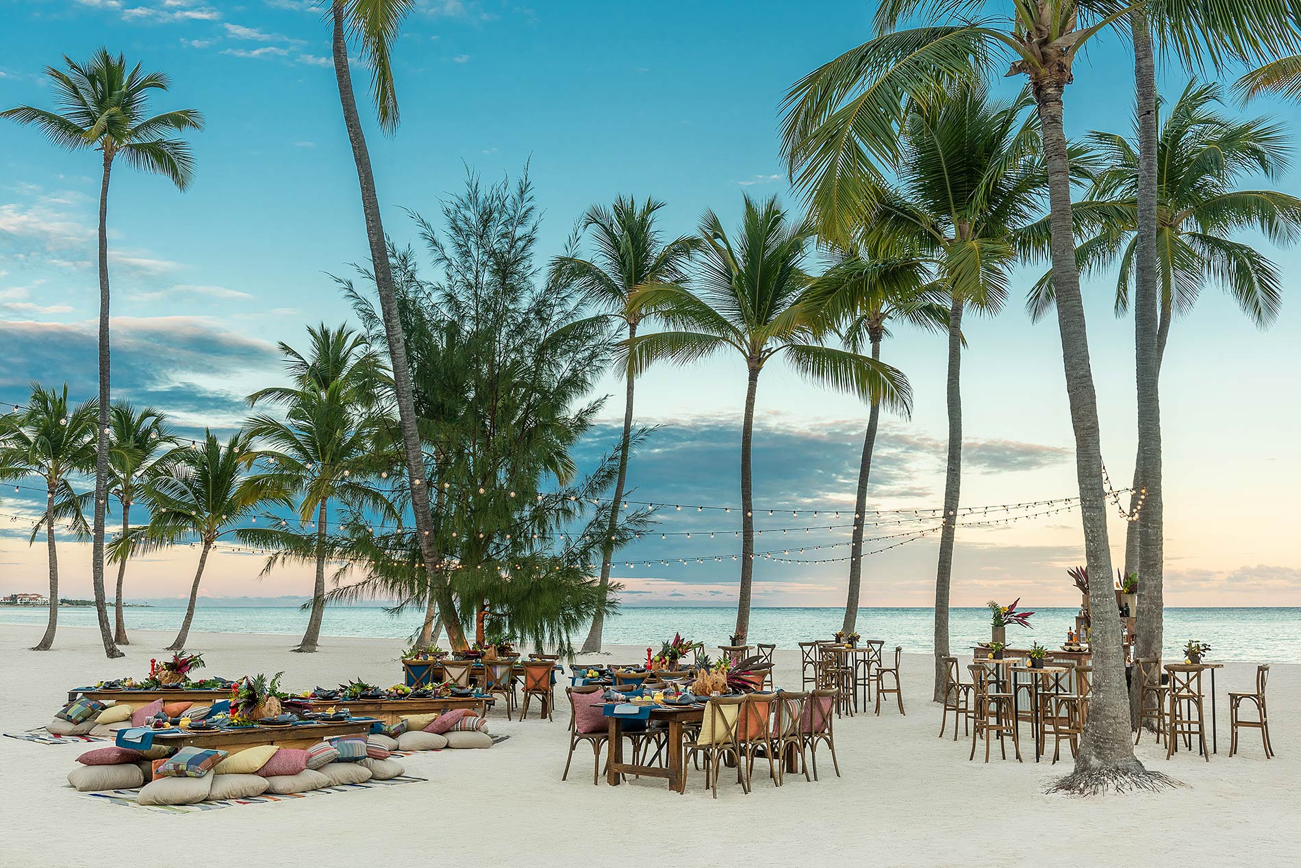 Hyatt Zilara Cap Cana Mice beach reception set up.