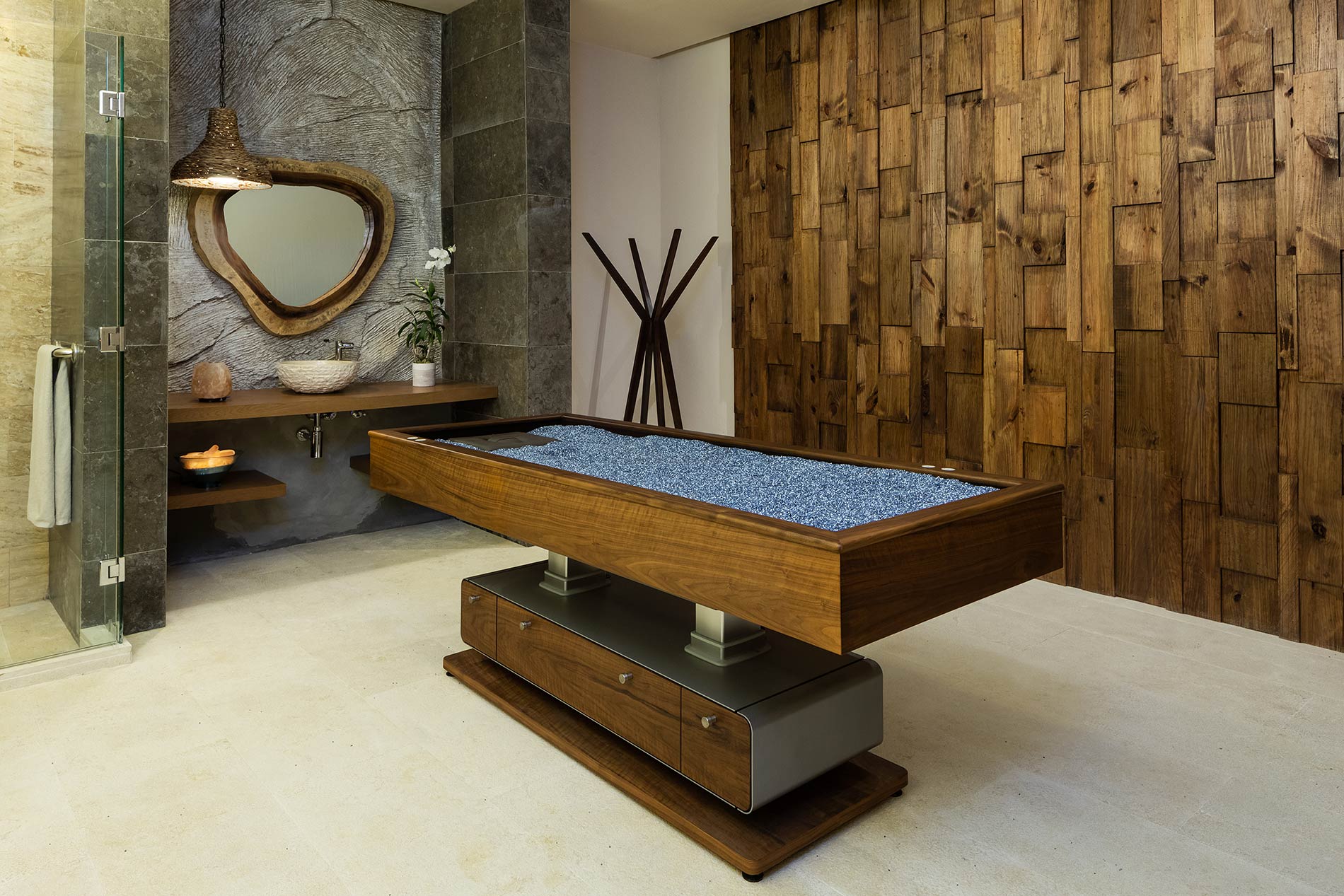 Hyatt Ziva Cap Cana Larimar spa quartz therapy room.