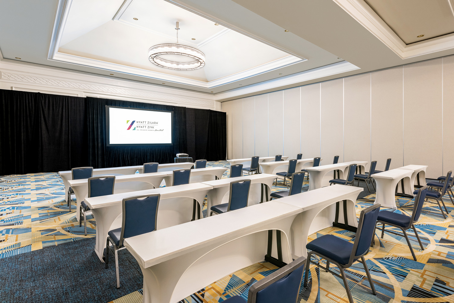 Hyatt Ziva Rose Hall ballroom salon classroom setup.