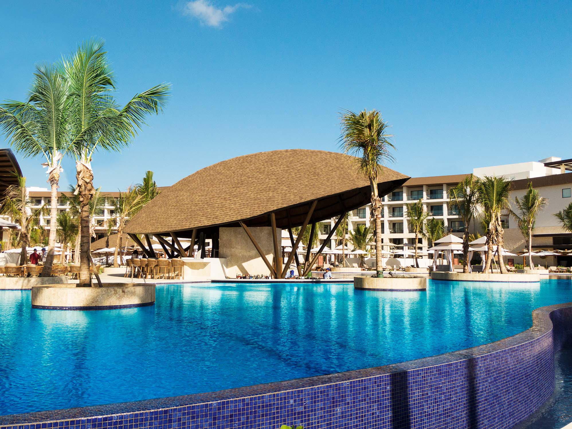 Hyatt Ziva Cap Cana aerial main pool.