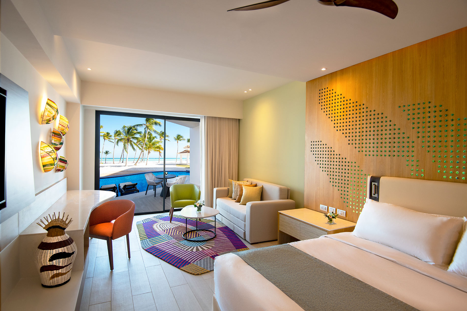 Hyatt Ziva Cap Cana oceanfront junior suite swim up king room.