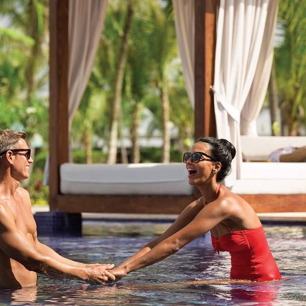 Infinity pool and cabanas.