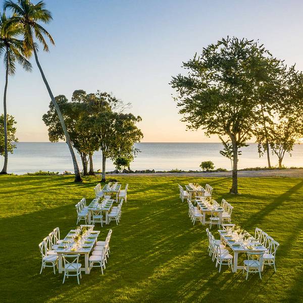 Dreams La Romana sunset garden outdoor dining set.