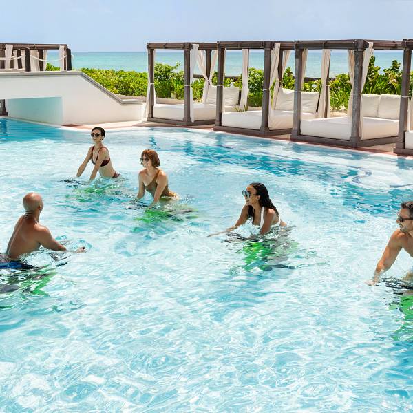 Group activity at the pool.