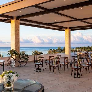 hyatt ziva cap cana rooftop wedding sunrise setup 1