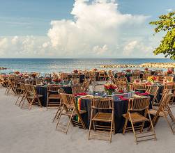 Hyatt Ziva Rose Hall beach banquet setup.
