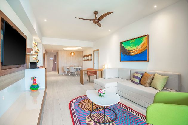 hyatt ziva cap cana ocean view one bedroom master suite living room 4